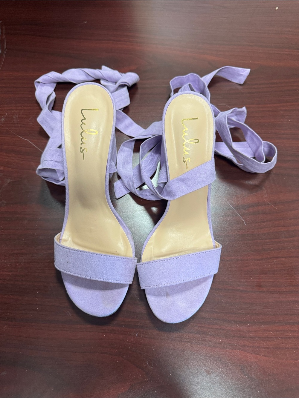 Lulu's Lilac Tie-Strap Block Heel Sandals